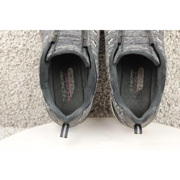 Skechers Relaxed Fit Memory Foam Sneaker Women 9 Black Gray Knit Slip On Comfort - Picture 7 of 8